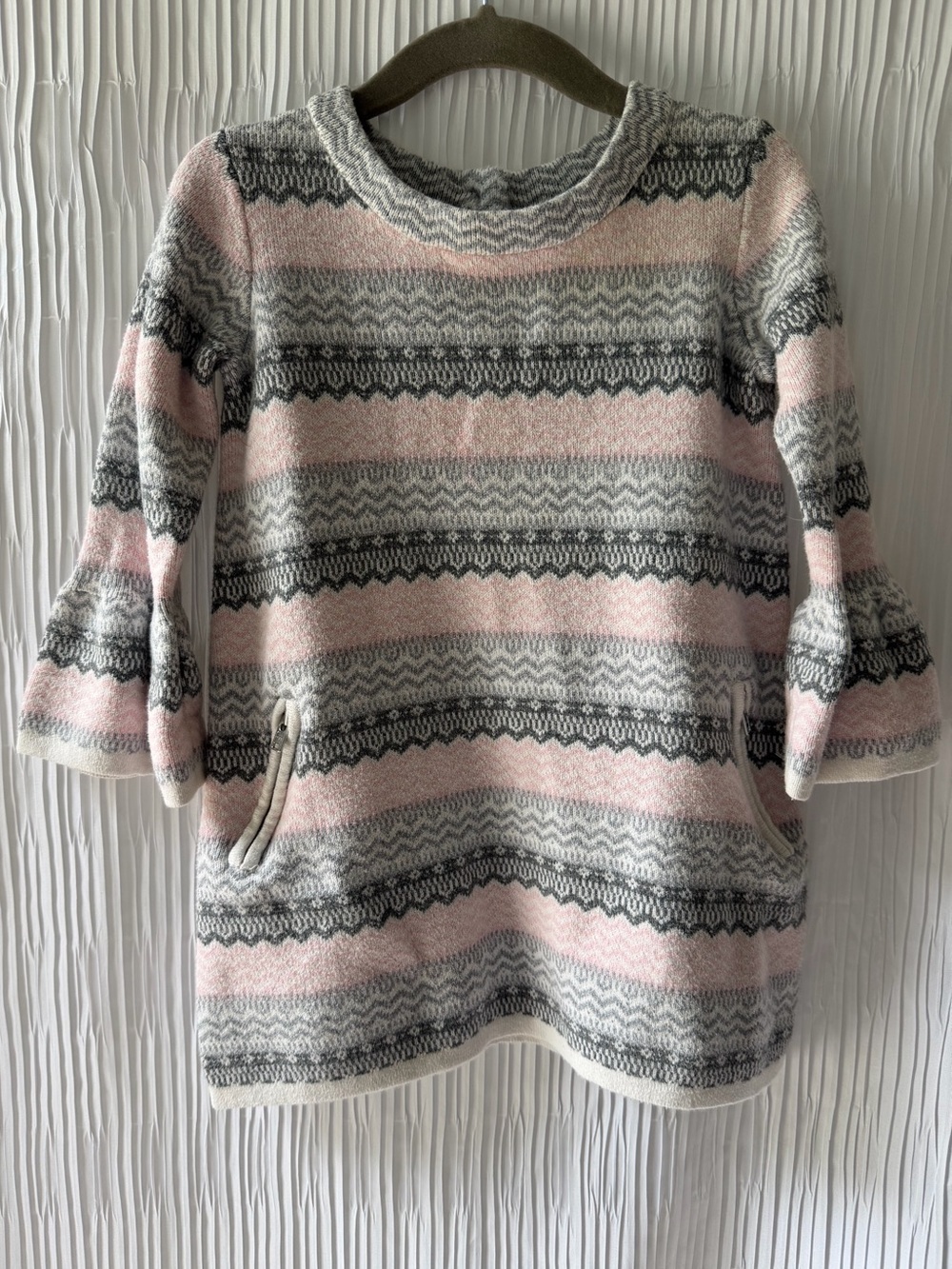 Janie and Jack Pastel Pink Fair Isle Sweater Dress | 2T